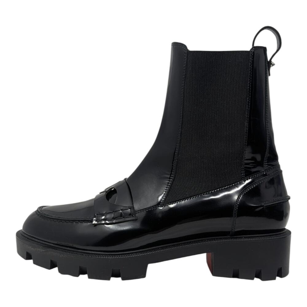 Christian Louboutin Montezu Chelsea Lug Sole Ankle Boot Chunky Patent 39